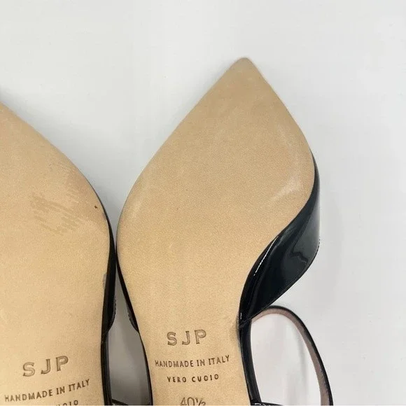 SJP Sarah Jessica Parker Size 40.5 10.5 Black Patent Leather Pump Heels Shoes‎